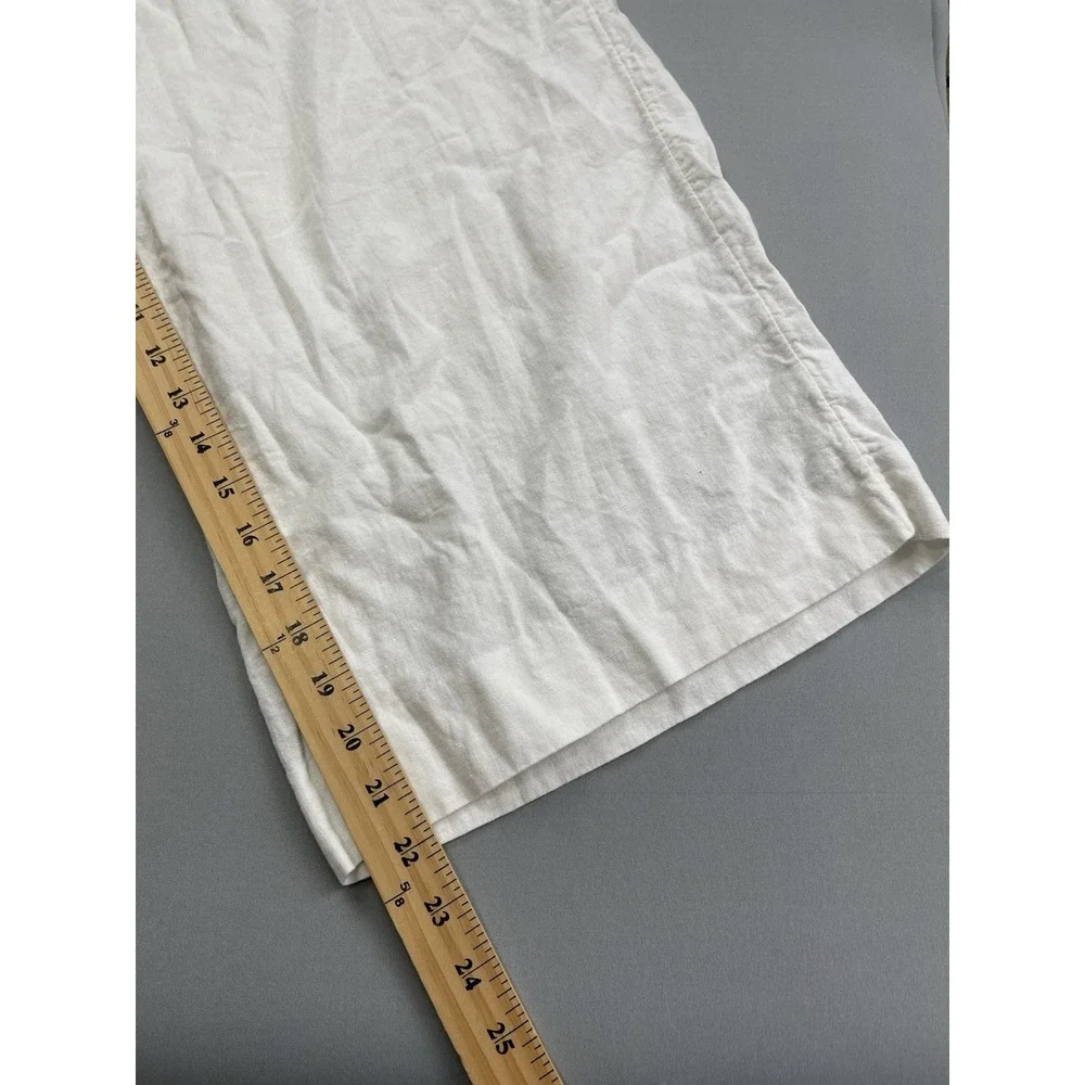 Banana Republic White Linen Blend Wide Leg Crop‎ Pants Tassel Drawstring Large